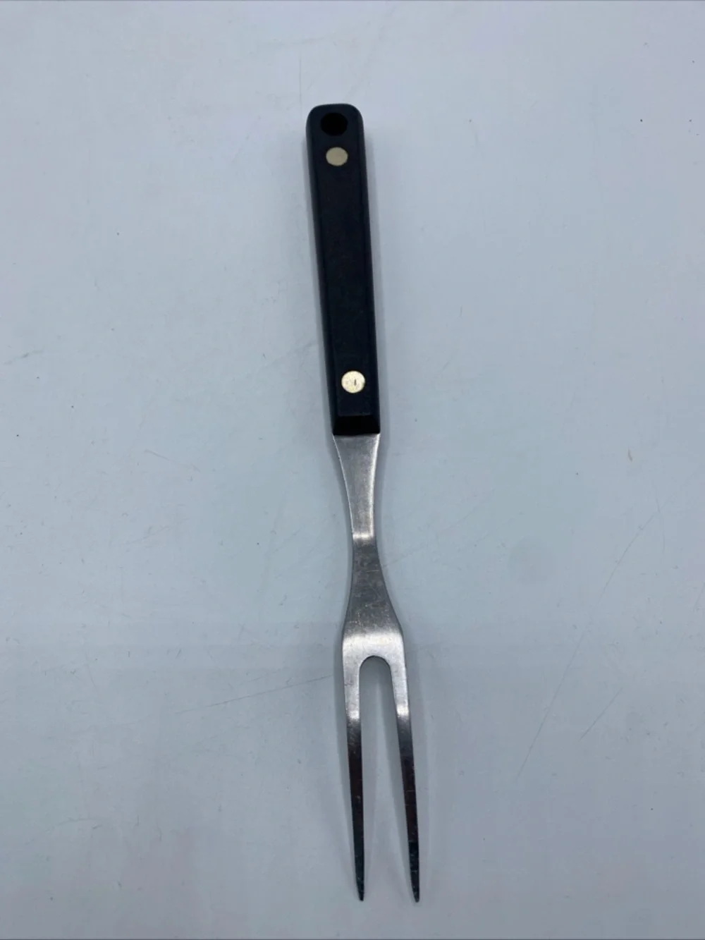 Vintage Flint Kitchen Cooking Utensil Fork Black Composite Handle 9” 2 Prong